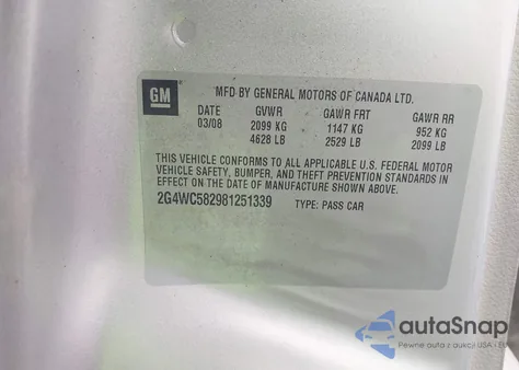 2008 Buick Lacrosse Cx из США, поврежденный, VIN 2G4WC582981251339